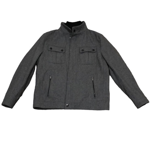 Michael Michael Kors Pea Coat Peacoat Size Large Gray Wool Insulated Lining